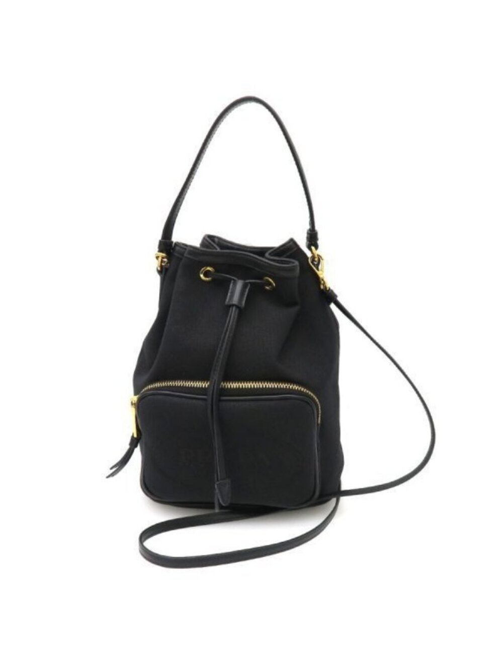 Prada Logo Jacquard 2-Way Bucket Shoulder Bag